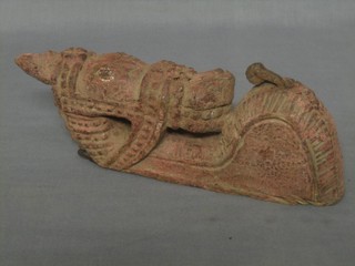 An Eastern carved wooden ornamentation in the form of a horses head 11"