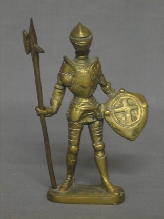 A bronze figure of  a standing Knight in Armour 9"