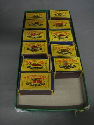 11 various Matchbox toy cars no.2,3,4,5,7,9,13,15,16,17 and 23 