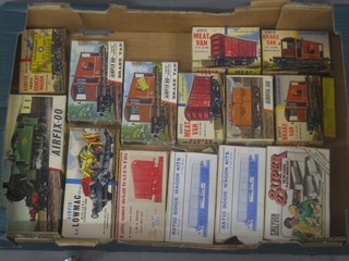 An Airfix O gauge model locomotive and 13 other unmade models