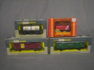 3 Triang Wren O gauge rolling stock, a Hornby R094 Pilkington wagon, all boxed