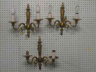 3 gilt metal twin light wall light brackets