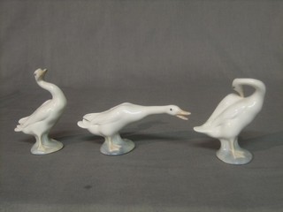 3 various Lladro figures of Geese 5", all boxed