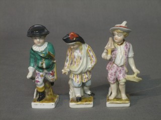 3 Meissen style figures of children 4" (f)