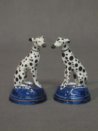 A pair of "Sampson" figures of seated Dalmatians the bases with gold anchor mark 4" 