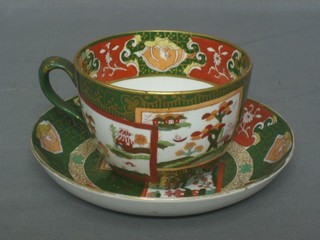 An Ashworth cup and saucer, the base impressed mark for 1865 NB - see page 199 of Godden's Guide to Masons Ironstone China