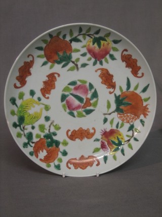 A  19th Century famille vert porcelain plate with floral decoration 9" 