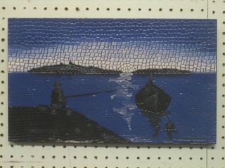 A Maltese tile relief picture of a Fisherman 9" x 14"
