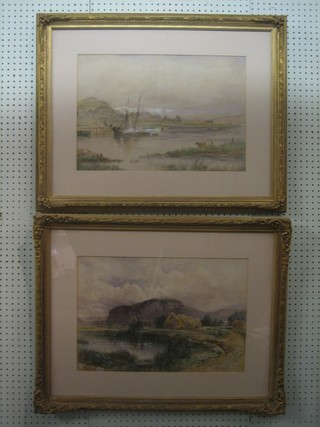 James Hll Cranston, a pair of 19th Century watercolour drawings "Friarton Pier Near Perth and The Clatchart from Park Farm Near Newburgh"  monogrammed HC 14" x 20"