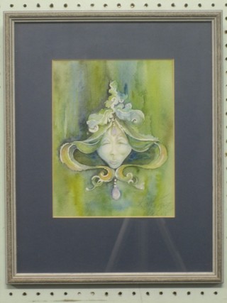 Kathleen Archer, watercolour drawing "The Jewel" 8 1/2" x 6 1/2"