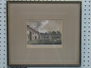 19th Century coloured print "The Old House with The Earl of Arundel Sussex" 4" x 6"