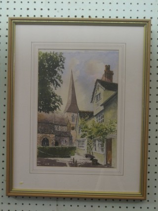 A watercolour drawing "St Mary's The Virgin Church Horsham" signed and dated 12" x 8 1/2"