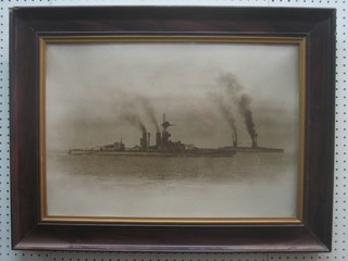 A black and white photograph "Two WWI Dreadnoughts" 15" x 23"