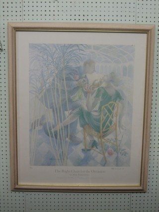 Betty Swanwick RA, a limited edition coloured print 12/100 "The Right Chair for The Occasion" signed and dated '82 22" x 18" 