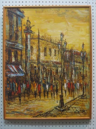 Oil on canvas impressionist scene "Venice" 23" x 18"