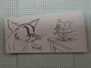 Rolf Harris, a drawing of Tom and Jerry, signed Rolf 14" x 24"
