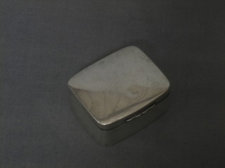 A white metal pill box with hinged lid 2" 