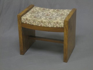 An Art Deco figured walnut dressing table stool 20"