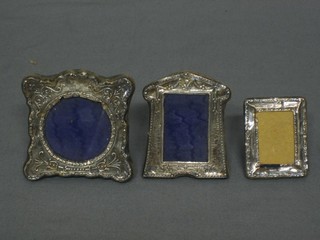 3 various miniature silver easel photograph frames 