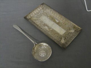 A rectangular Eastern embossed snuffer tray 8"