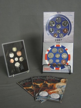 A 2005 set of British proof coins, do. 2007 and 2008 together with 3 Marie Teresa coins