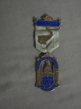 A silver and enamel Masonic Founders jewel for the Christopher Wren Lodge no. 4855