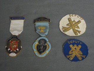 A 1961 gilt metal and enamel Masonic Charity jewel, 1 other together with 2 cloth badges for Deputy Director of Ceremonies 