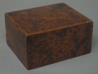 A figured walnut cigar box with hinged lid 5"