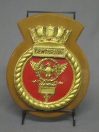 A plaster ships plaque for HMS Centurion 9"