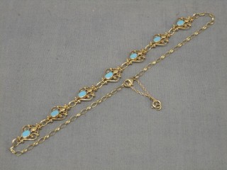 A Victorian gold necklace set turquoise
