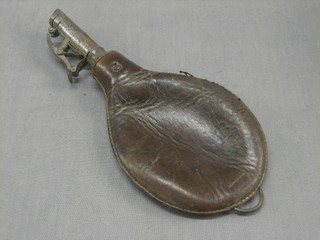 A 19th Century leather shot flask