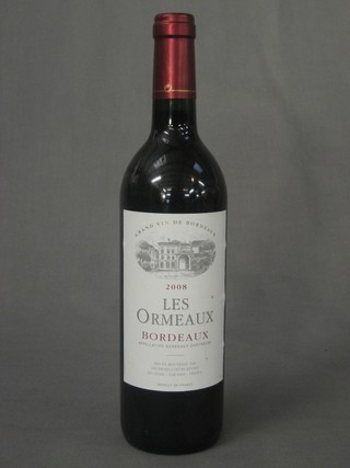 6 bottles of 2008 red wine Les Ormeaux Bordeaux
