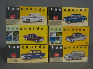 6  various Vanguards model cars - Rover 2000, Morris Traveller, Ford Zodiac Mk II, Ford Anglia, Jaguar XJ6 and a Triumph Herald