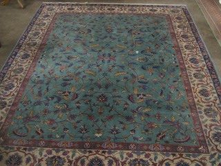 A contemporary green ground and floral patterned Turkish carpet 119" x 93"