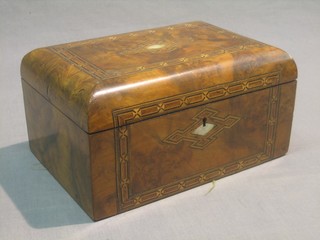 A Victorian inlaid walnut dome shaped trinket box 10"
