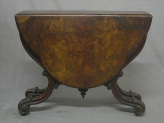 A Victorian shaped figured walnut Sutherland table 34"