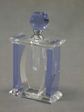 An Art Deco style amethyst tinted and clear glass scent bottle 6"