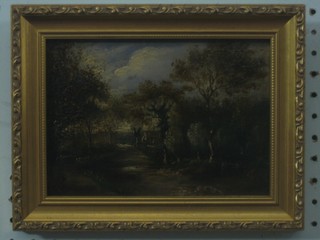 19th Century oil on board "Rural Scene with River" 5" x 7 1/2"