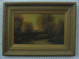 19th Century oil on board "Study of a River" 9" x 15 1/2"