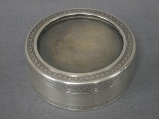 A cylindrical French silver box by Tiffany & Co with engine turned decoration 2 1/2"