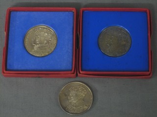 2 silver George VI Silver Jubilee medallions and a ditto George VI Canadian state visit medallion