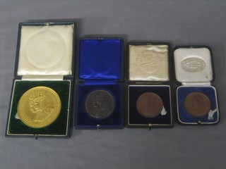 3 Edward VII bronze Coronation medallions and a  George VI bronze Coronation medallion