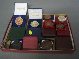 3 RHS Joseph Banks bronze medallions together with 12 other medallions