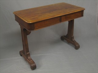 A Victorian mahogany side table fitted 2 drawers raised on standard end supports 36"