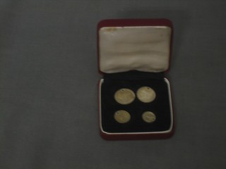 A set of George V 1936 Maundy Money comprising fourpence, threepence, two pence and a penny, cased