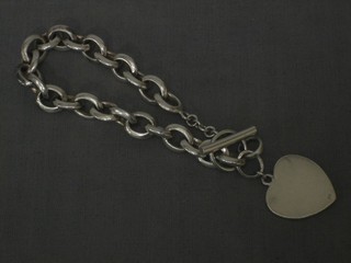A silver curb link bracelet