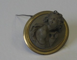 A 19th Century lava carved cameo brooch