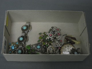 A silver open faced fob watch and a quantity of costume jewellery