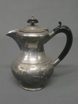 A  chromium plated Thermos jug, a silver plated hotwater jug and 2 silver plated sugar bowls