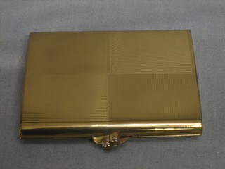 A lady's rectangular gilt metal Stratton compact in original cardboard box